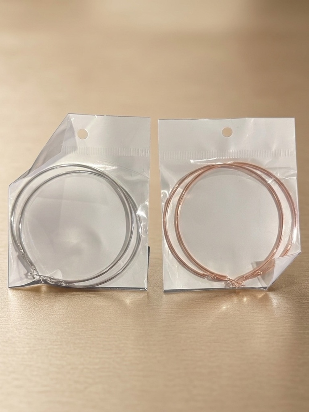 Classic Double Hoop Earrings - Silver and Rose Gold
